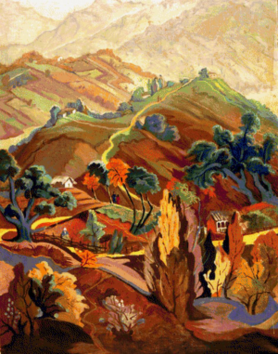 Осенний пейзаж - живопись, пейзаж, осен - предпросмотр