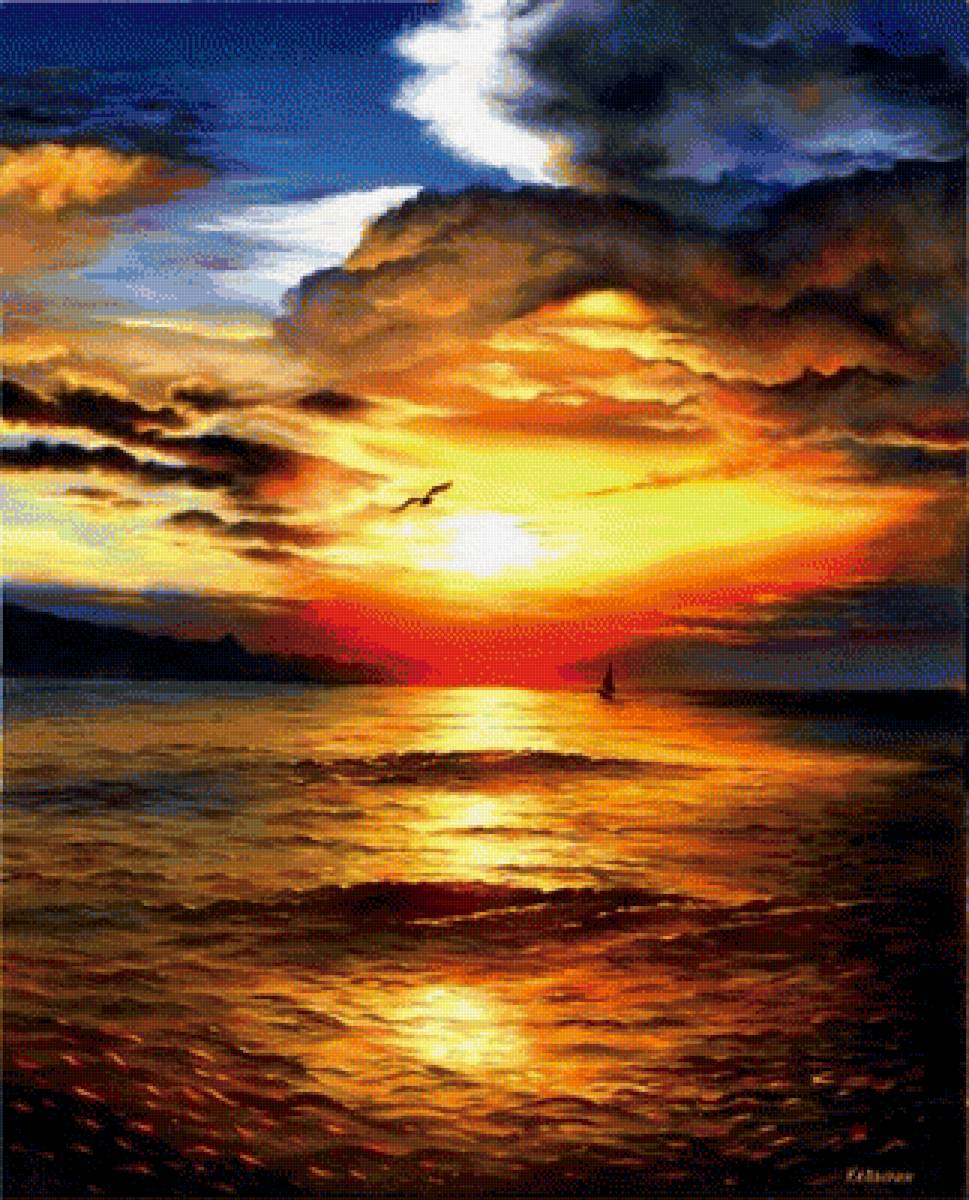 огненное море - огонь, море, небо - предпросмотр