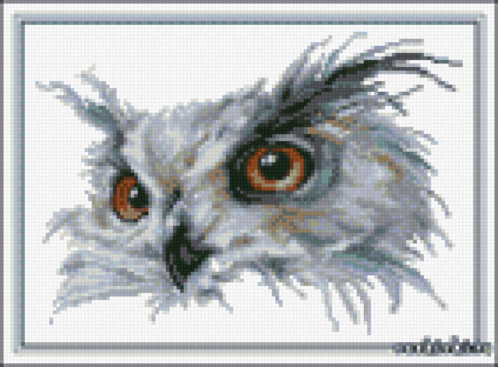 Взгляд филина - крестик, бисер - предпросмотр