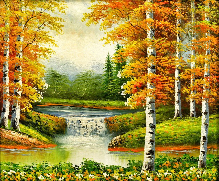 100-1 - пейзаж, осень, речка, река, природа, красота - оригинал
