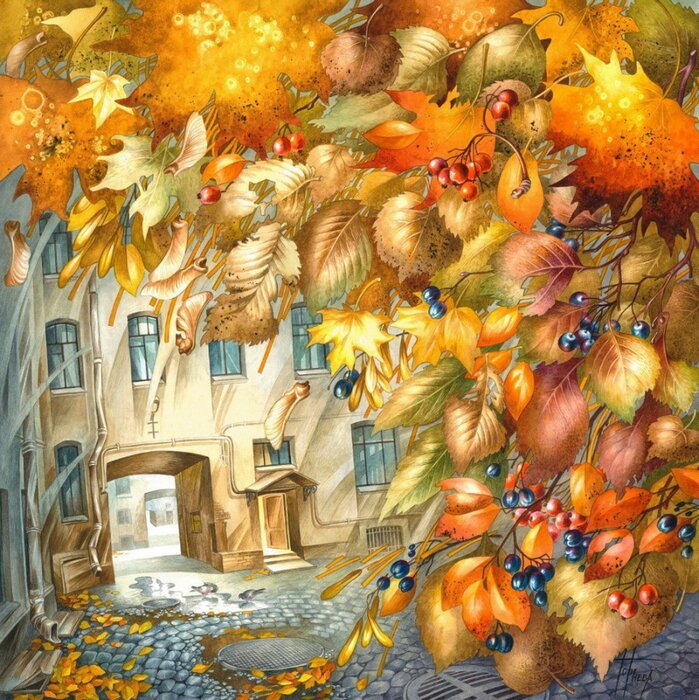 Дворик - городской пейзаж - оригинал