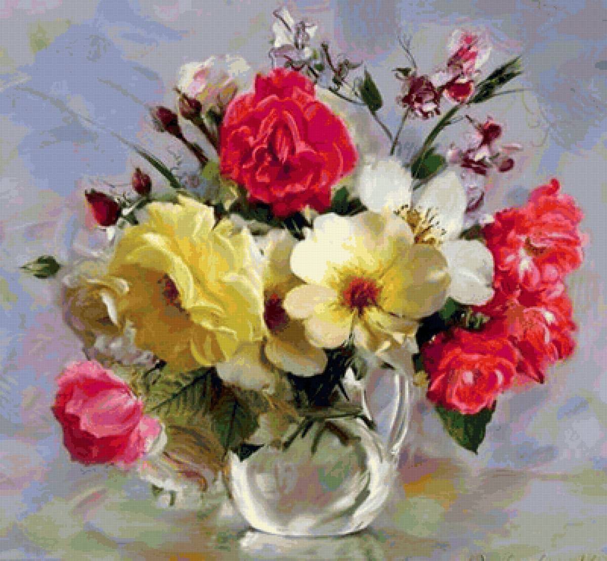 Цветы в постельных тонах - предпросмотр