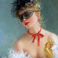 Схема вышивки «дама в маске»