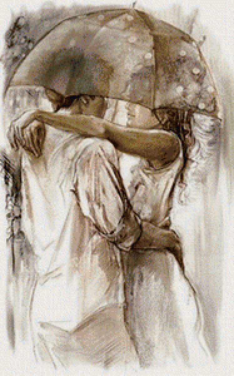 под зонтом - дождь, под зонтом, пара - предпросмотр