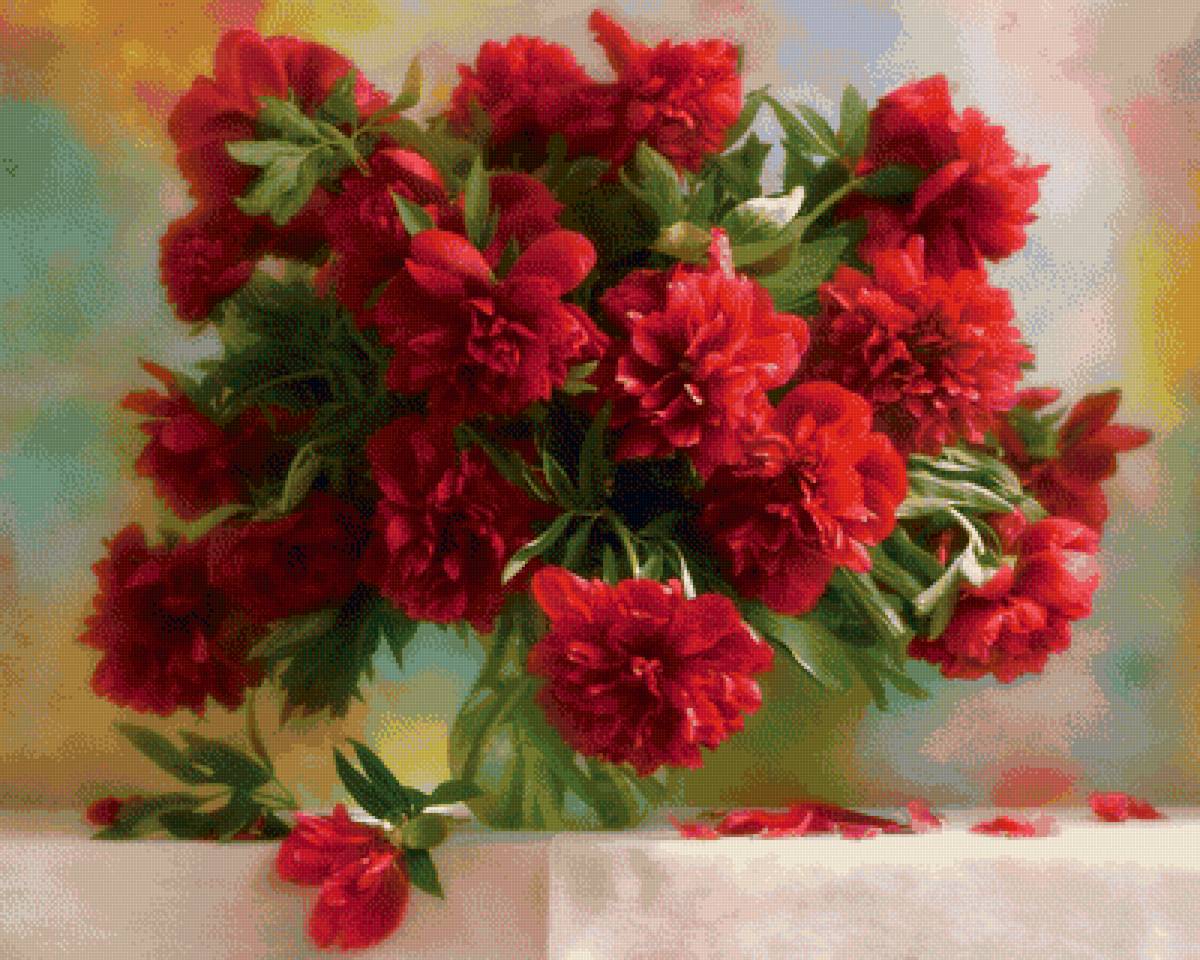 Красные пионы - цветы, пионы - предпросмотр