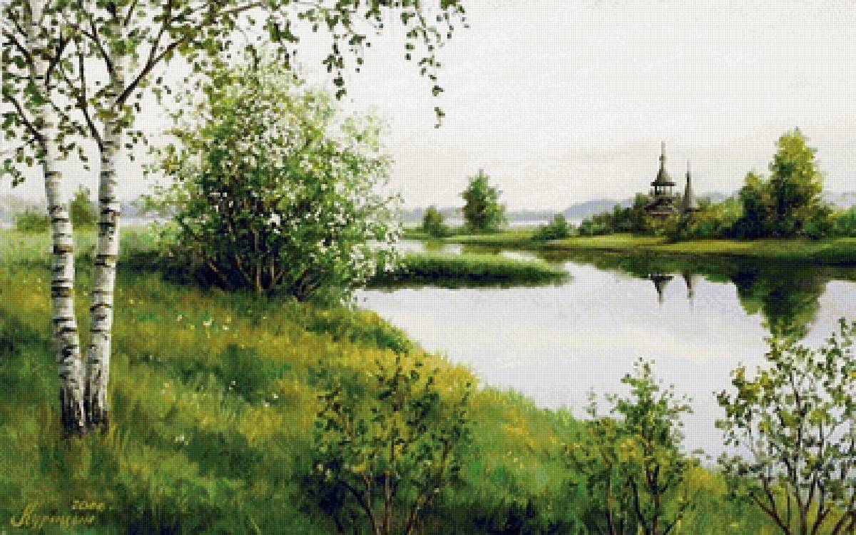 №1436848 - речка, природа, березки - предпросмотр