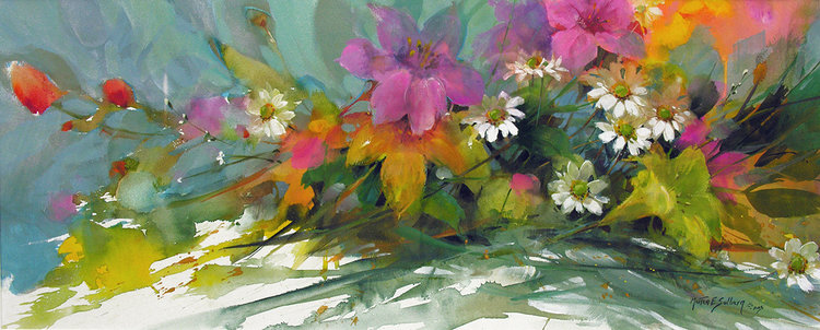 Ромашки для любимой - morten e. solberg, живопись, ромашки, цветы, картины, букет - оригинал