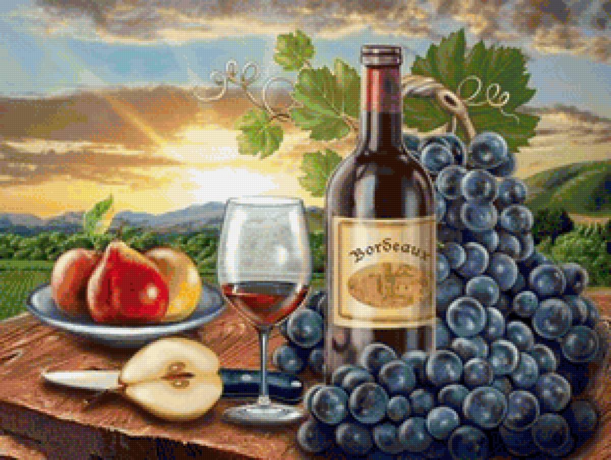 натюрморт с виноградом - ягоды, натюрморт, фрукты, виноград - предпросмотр