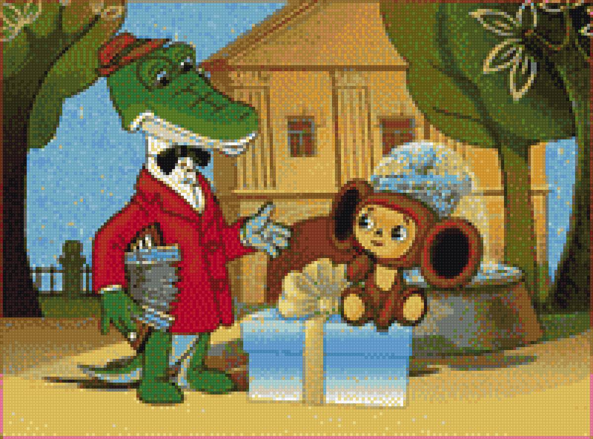 Схема вышивки «Крокодил Гена и чебурашка» (№1437278