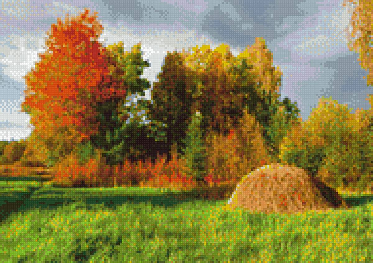 Деревенская осень - осень, пейзаж, деревня, лес - предпросмотр