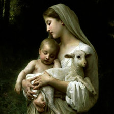 Оригинал схемы вышивки «Дама с ребенком и козленком» (№1438050)