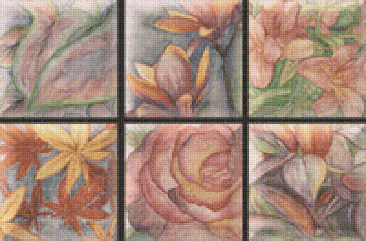 Цветочный узор - плитка, цветы, узор - предпросмотр