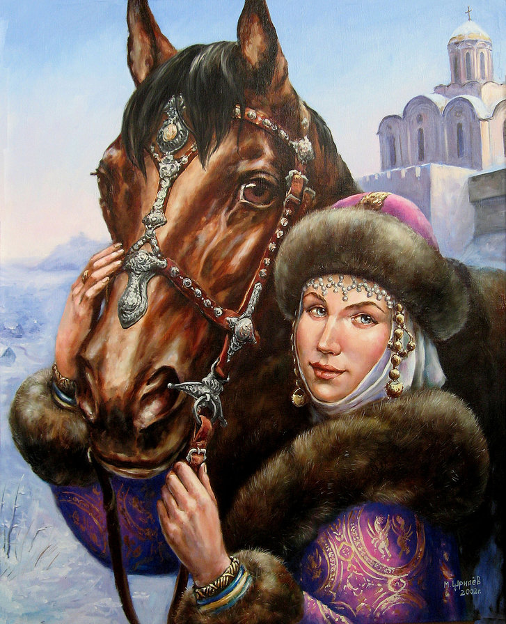 Боярыня с конем - женщина, люди, портрет - оригинал