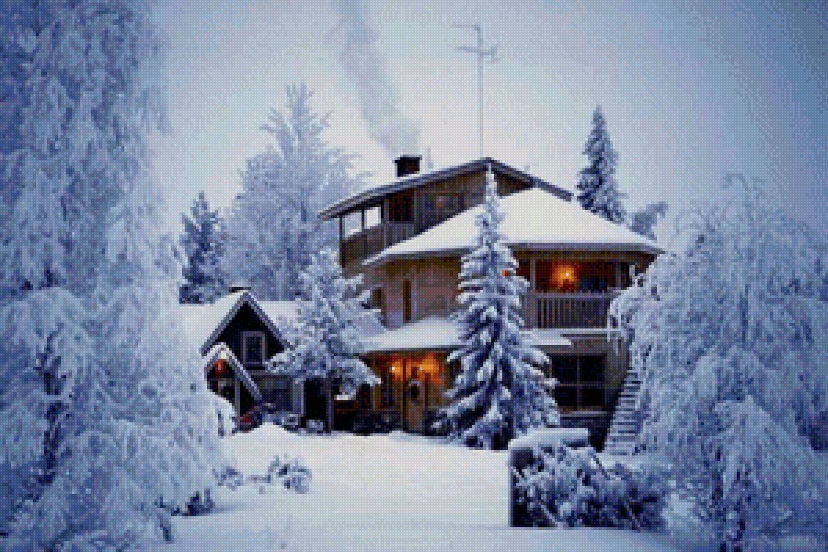 Домик в лесу - зима, лес, сказка - предпросмотр