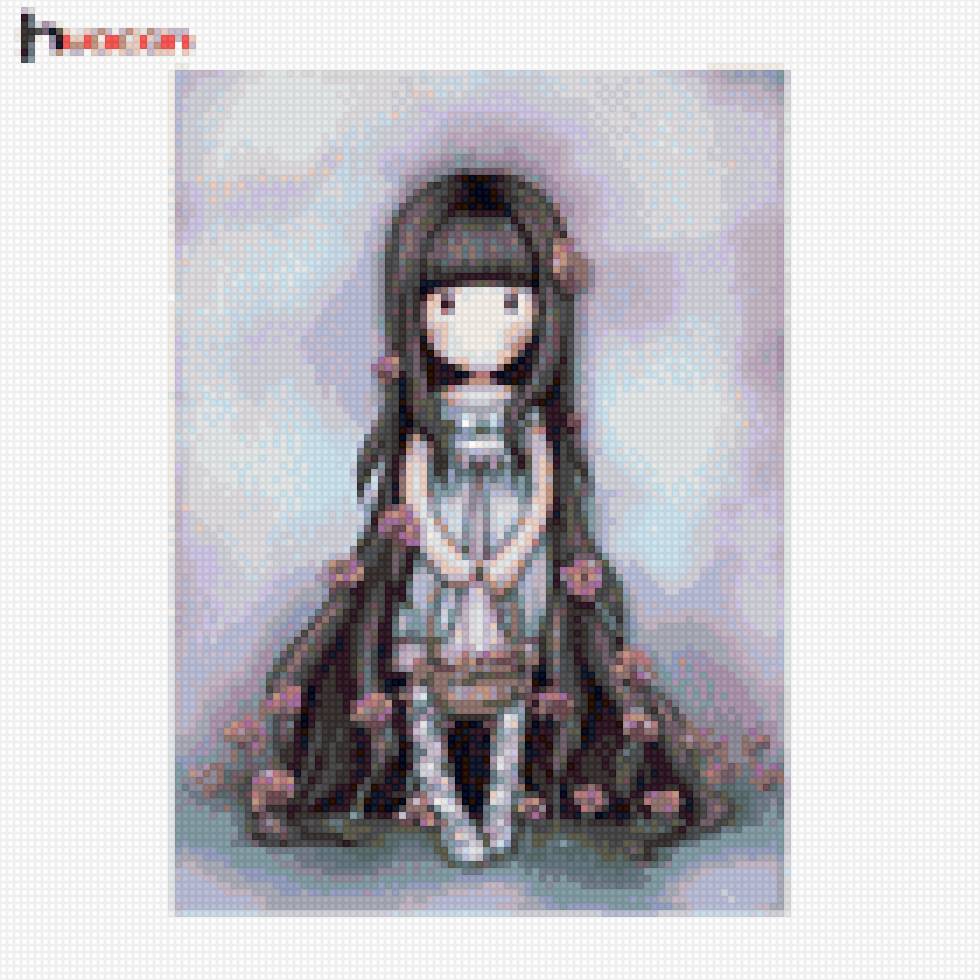 Девочка с розами - девочки, мультфильмы, крестом, вышивка - предпросмотр