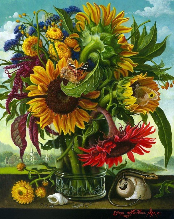 подсолнухи - подсолнухи, букеты, ваза - оригинал