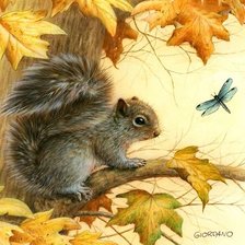 Схема вышивки «squirrel and dragonfly»