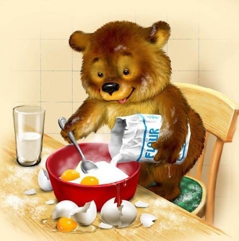 мишутка готовит - еда, повар, медведь - оригинал