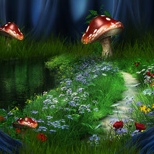 Схема вышивки «Фантастические грибы в лесу»