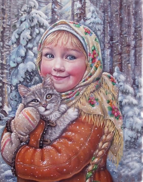 девочка с котенком - оригинал