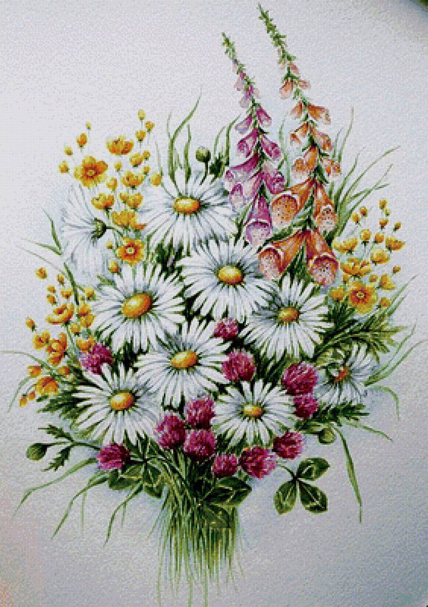 Букетик - ромашки, колокольчики, цветы - предпросмотр