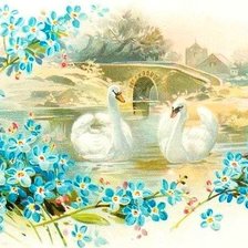 Схема вышивки «лебеди»