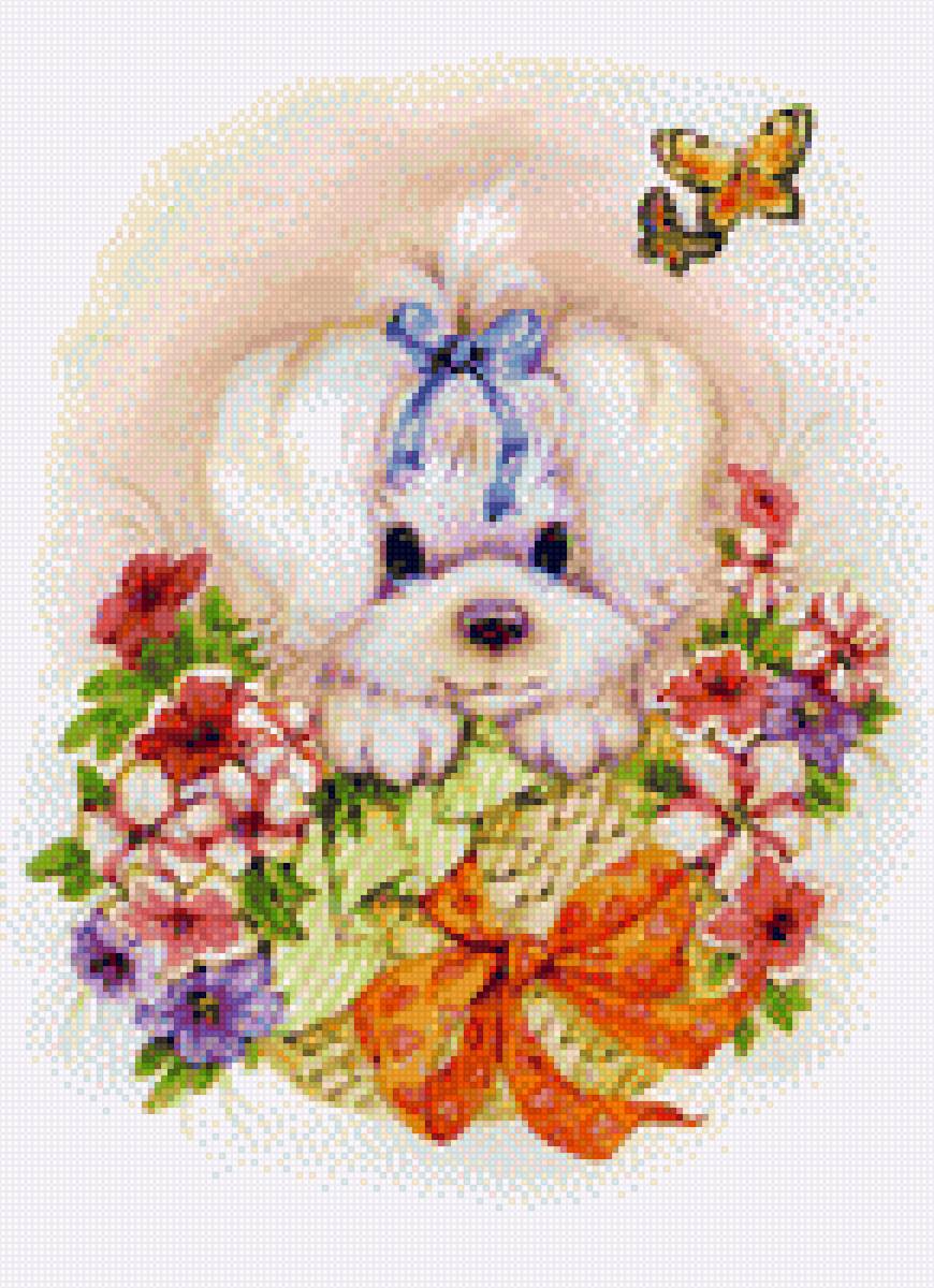 собачка в цветах - предпросмотр