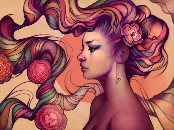 Девушка 2 - девушка, цветы - оригинал