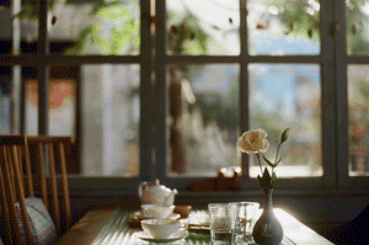 утро - окно, натюрморт, цветы, цветок, утро - предпросмотр