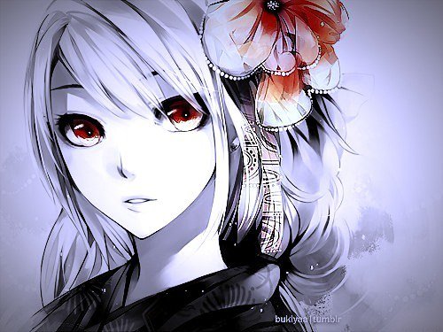 Девушка с цветком - девушка, аниме - оригинал