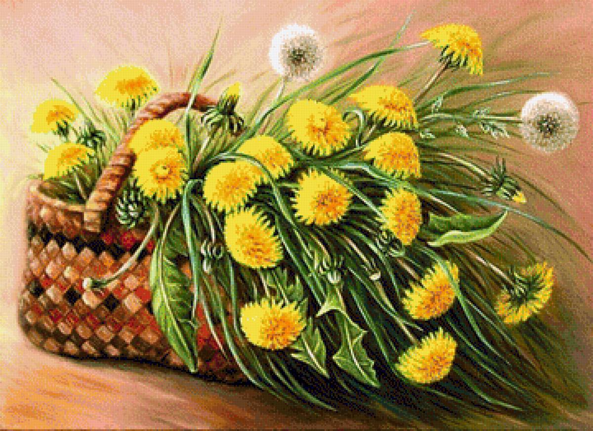 Одуванчики - вышивка крестом - предпросмотр