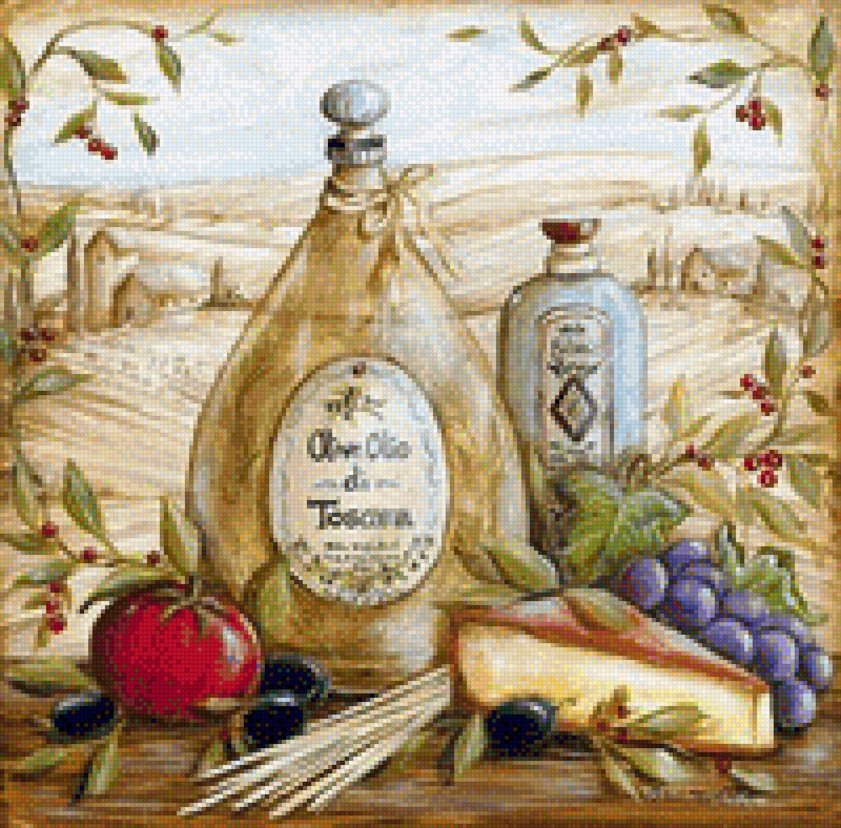 натюрморт - виноград, сыр, вино - предпросмотр