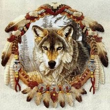 Схема вышивки «ловец снов. волк»