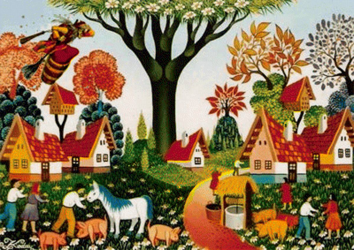 чудо-дерево - домики, сказка, мультик, деревья - предпросмотр