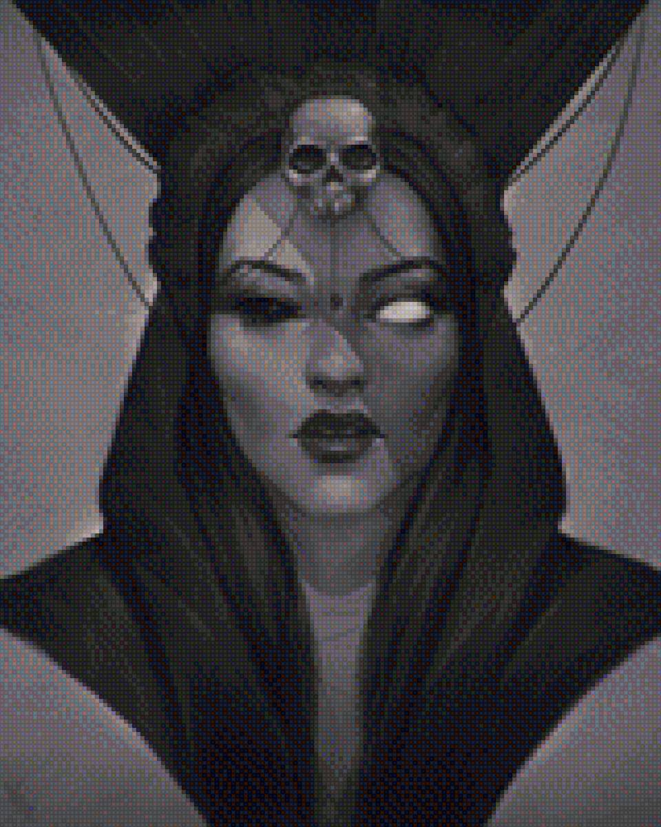 ЧернобЫль - череп, девушка, черно-белое - предпросмотр