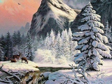 пейзаж - пейзаж, зима, деревня - оригинал