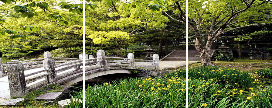 мост в старом парке - мост, триптих, природа - оригинал