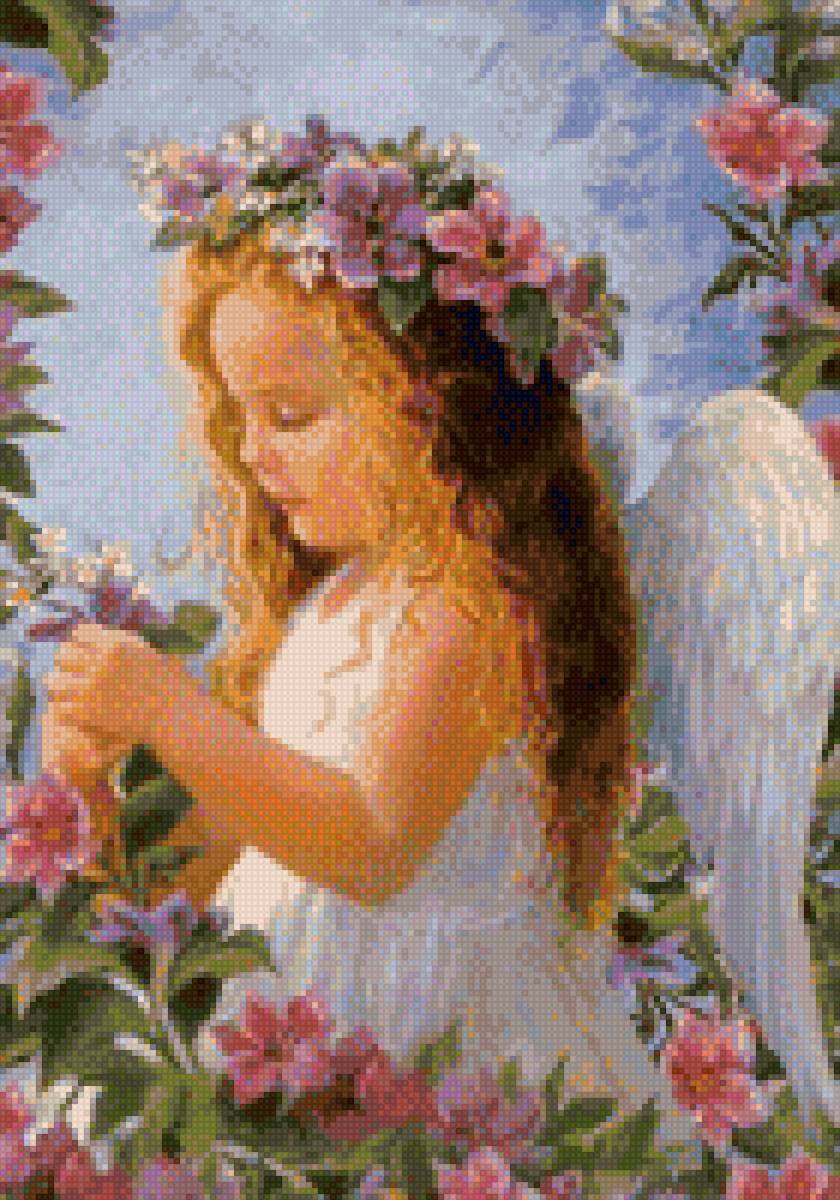 ангел в цветах - ангел, дети, цветы - предпросмотр