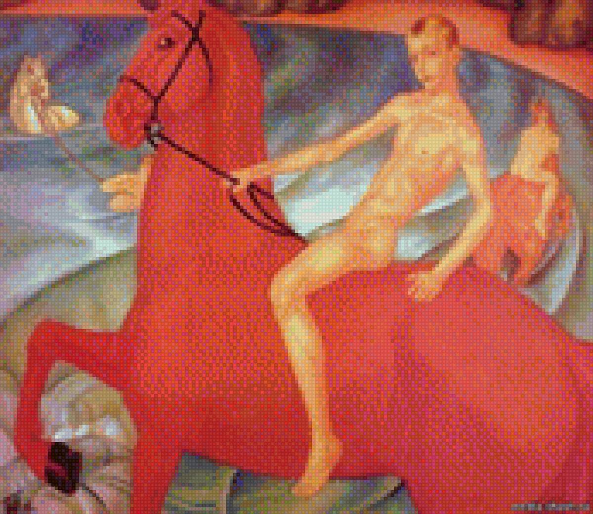 Петров-Водкин " Купание красного коня" - картины великих художников - предпросмотр