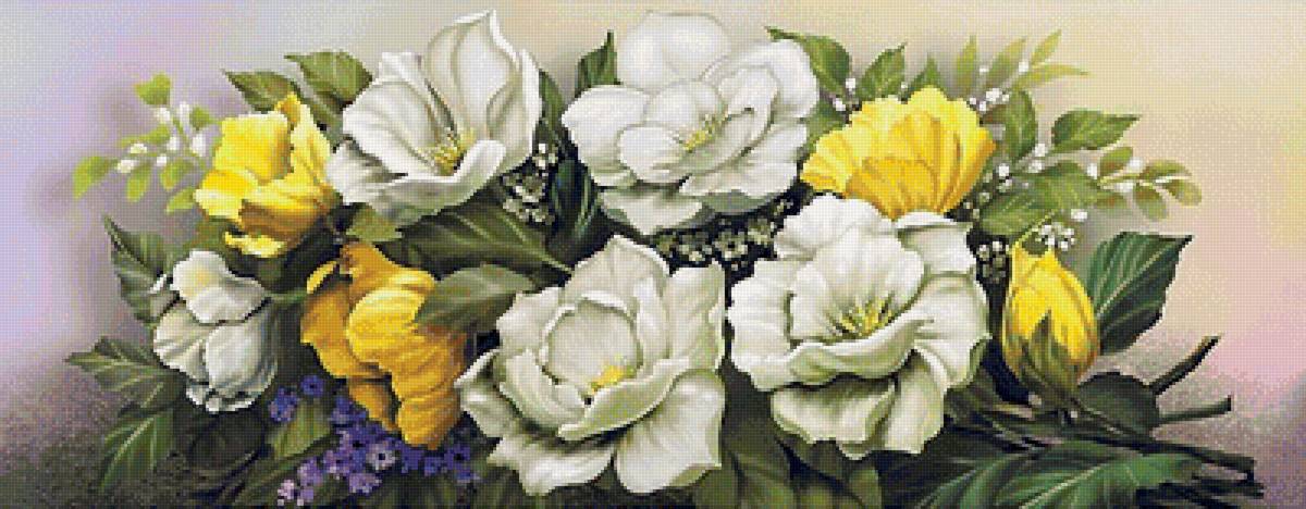 прекрасный букет - букет, белые цветы, желтые цветы - предпросмотр