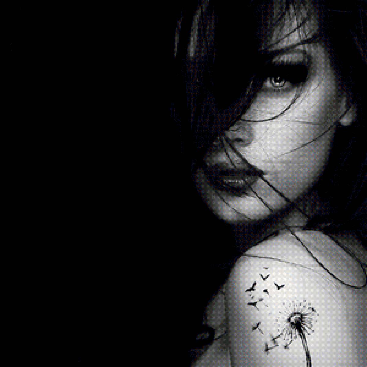 Одуванчик - черно-белое, девушка, люди - предпросмотр