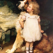 Схема вышивки «Девочка с собакой»