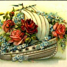 Схема вышивки «Кораблик с розами»