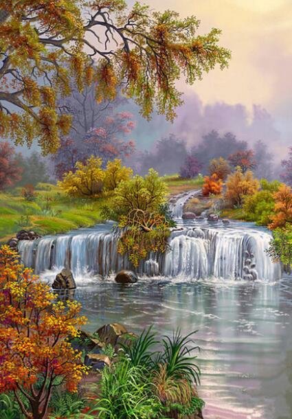 №1465937 - горная река, природа, водопад, пейзаж - оригинал