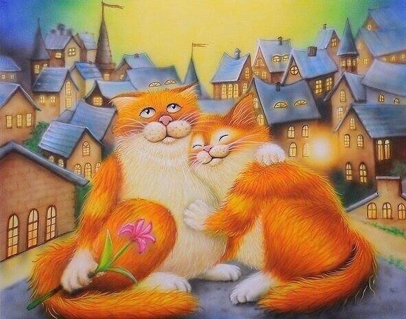 №1466834 - кошки, пейзаж - оригинал