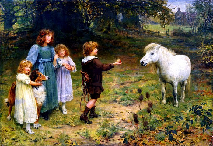 Встреча с лошадкой в лесу - картины известных художников - оригинал