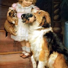 Девочка со щенками