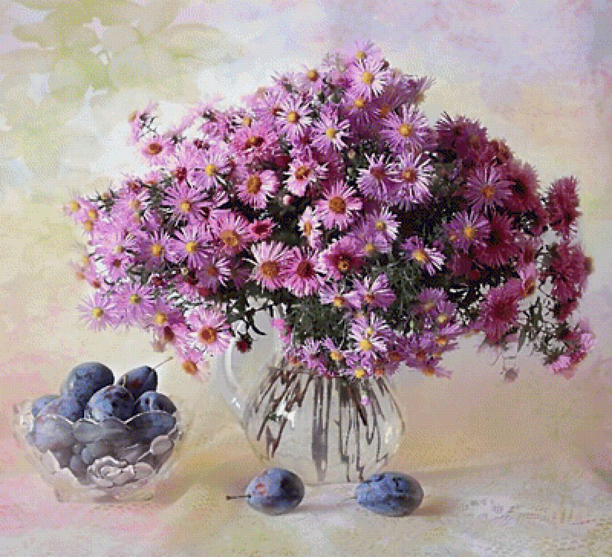 НАТЮРМОРТ - натюрморт для кухни, осение цветы - предпросмотр