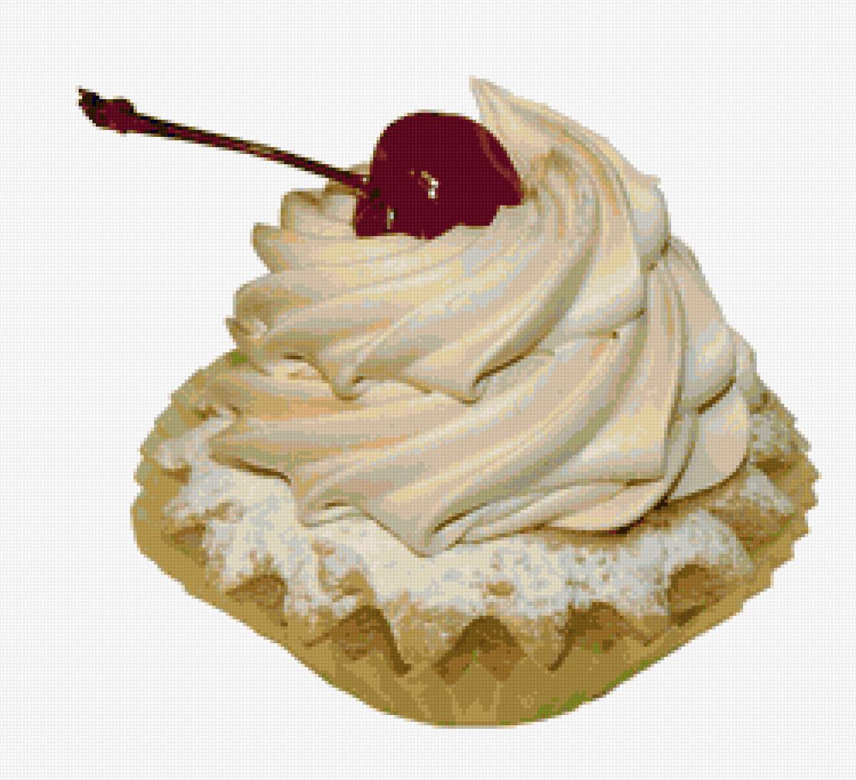 Корзинка с кремом - пирожное, сладости, еда, вишня - предпросмотр