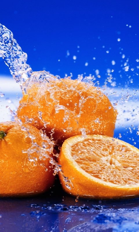 Фреш - апельсины, свежесть, фрукты, рыжий, голубой, вода - оригинал